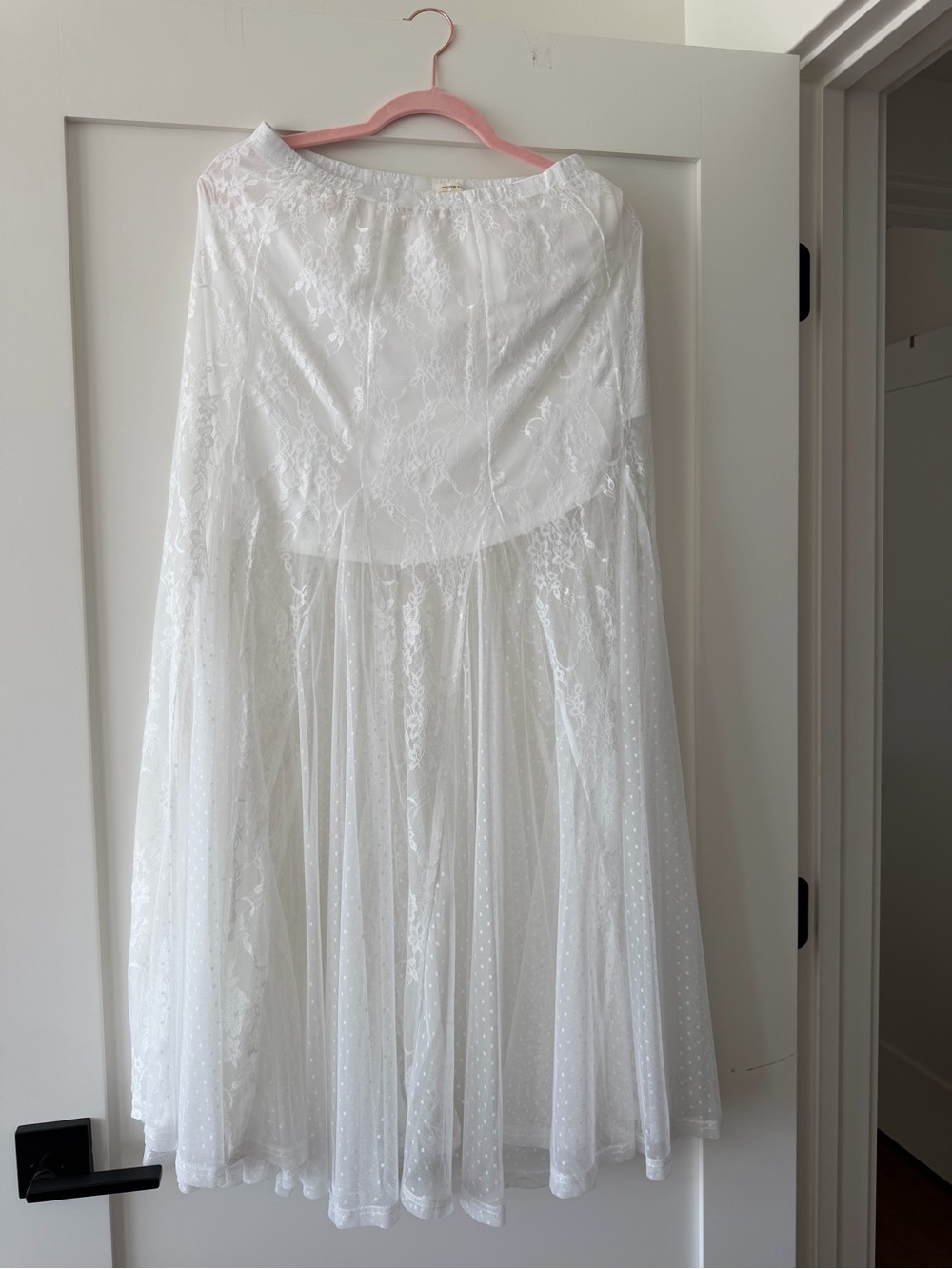 Buckle White Lace & Tulle Skirt - Delicate Floral Overlay